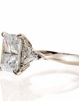 Radiant Cut Triangle Accent Cubic Zirconia Engagement Ring In Sterling Silver - Boutique Pavè