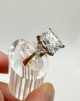 Radiant Cut Triangle Accent Cubic Zirconia Engagement Ring In Sterling Silver - Boutique Pavè
