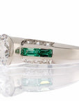 Round Cubic Zirconia Faux Emerald Accent Engagement Ring In Sterling Silver - Boutique Pavè