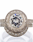 Round Cubic Zirconia Halo Engagement Wedding Ring Set In Sterling Silver - Boutique Pavè