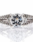 Round Cubic Zirconia Split Shank Engagement Ring - Boutique Pavè