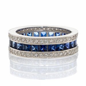 Round Princess Cut Faux Sapphire Cubic Zirconia Eternity Band - Boutique Pavè