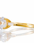 round solitaire and baguette accent engagement ring yellow gold plated sterling silver - Boutique Pavè