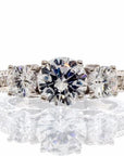 Two Carat Round Three Stone Cubic Zirconia Engagement Ring In Sterling Silver - Boutique Pavè