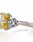 Unique Chunky Cushion Cut Canary Cubic Zirconia Engagement Ring In White Gold Plated Sterling Silver - Boutique Pavè