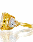 Unique Chunky Cushion Cut Canary Cubic Zirconia Engagement Ring In Yellow Gold Plated Sterling Silver - Boutique Pavè