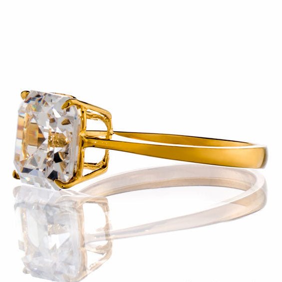 2 Carat Asscher Cut Solitaire Cubic Zirconia Engagement Ring In Sterling Silver - Boutique CZ