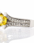 2 Carat Princess Cut Canary and Pave Cubic Zirconia Split Band Engagement Ring - Boutique CZ