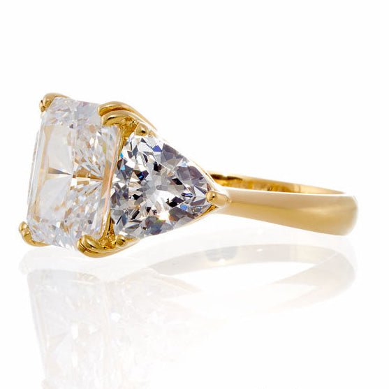 2 Carat Radiant and Trillion Cut Cubic Zirconia Engagement Ring In Sterling Silver - Boutique CZ