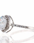 Simple Round Cubic Zirconia Halo Engagement Ring in Sterling Silver