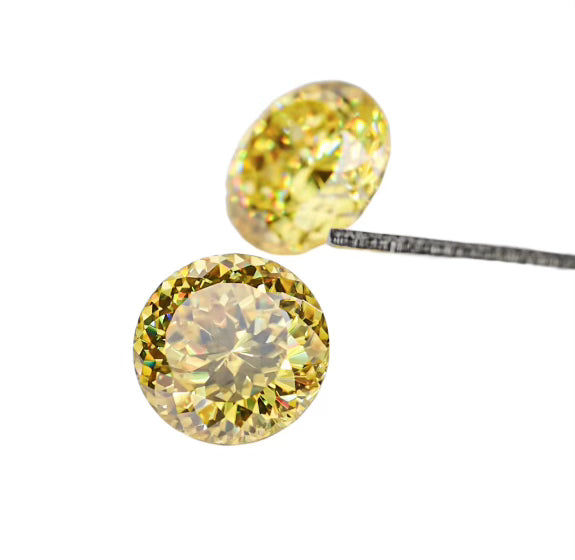 Portuguese Cut Round Canary Yellow Moissanite Stones