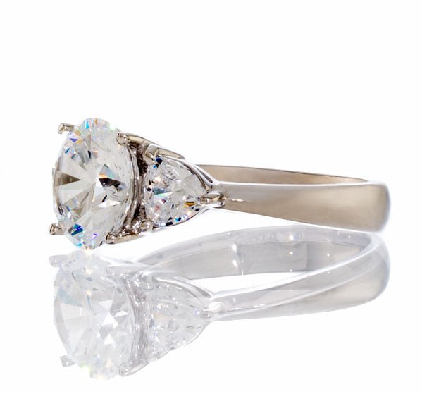 Brilliant Round Triangle Cut Cubic Zirconia Engagement Ring In Sterling Silver - Boutique CZ