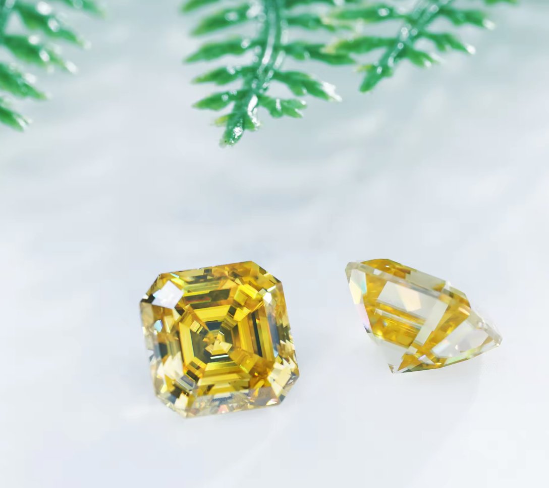 Canary Yellow Asscher Cut Moissanite Stones - Boutique CZ