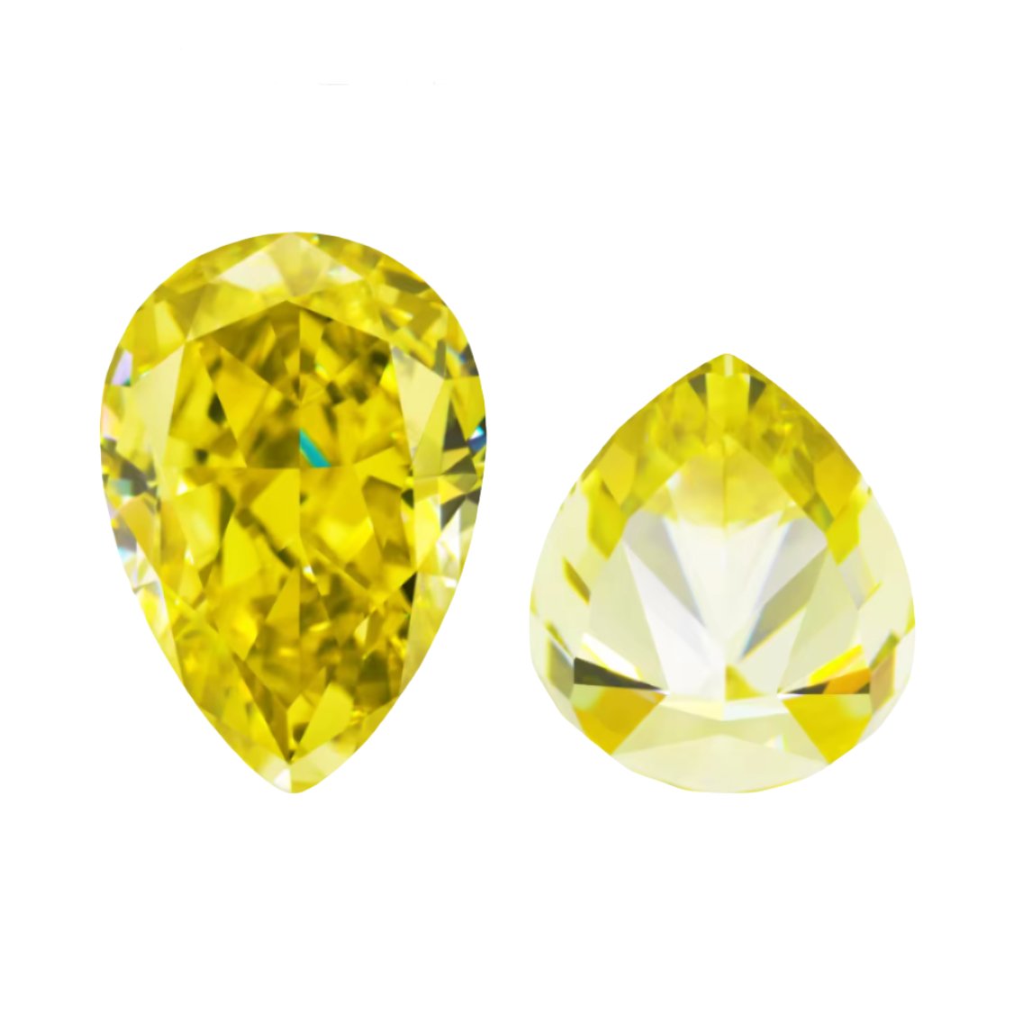 Canary Yellow Pear Cut Crushed Ice Moissanite Stones - Boutique CZ