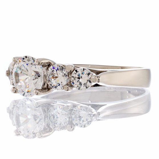 Classic Five Stone Round Cut Cubic Zirconia Engagement Ring In Sterling Silver - Boutique CZ