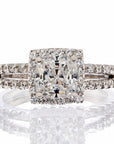 Cushion Cut Halo Cubic Zirconia Split Shank Engagement Ring In Sterling Silver - Boutique CZ