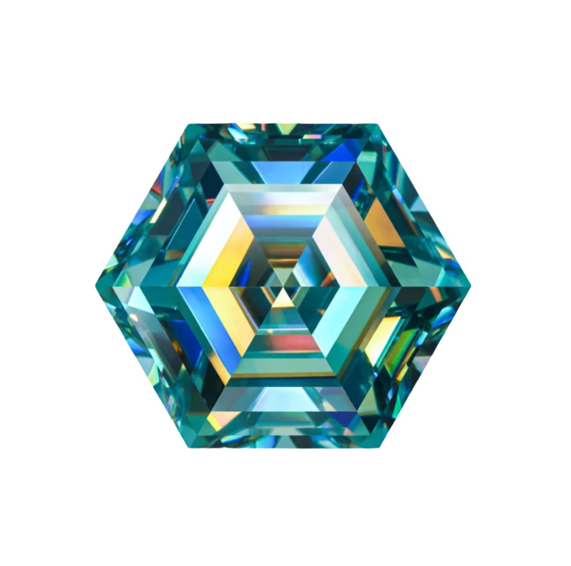 Cyan Blue Hexagon Cut Moissanite Stones - Boutique CZ