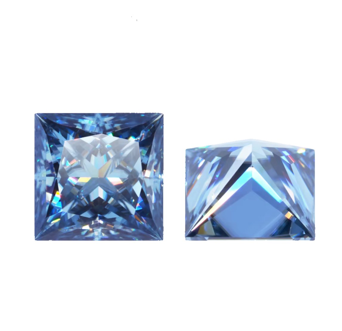 Deep Blue Princess Cut Moissanite Stones - Boutique CZ