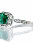 Emerald Cubic Zirconia Halo Engagement Ring In Sterling Silver - Boutique CZ