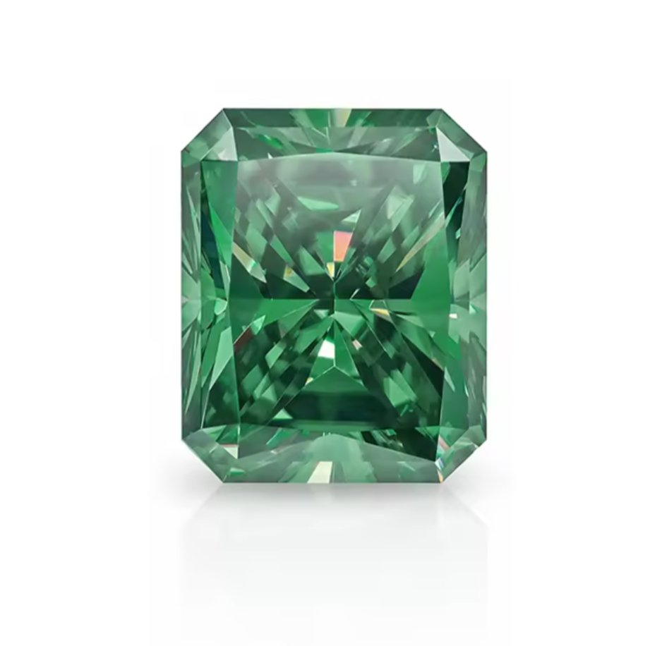 Fancy Green Radiant Cut Moissanite Stones - Boutique CZ