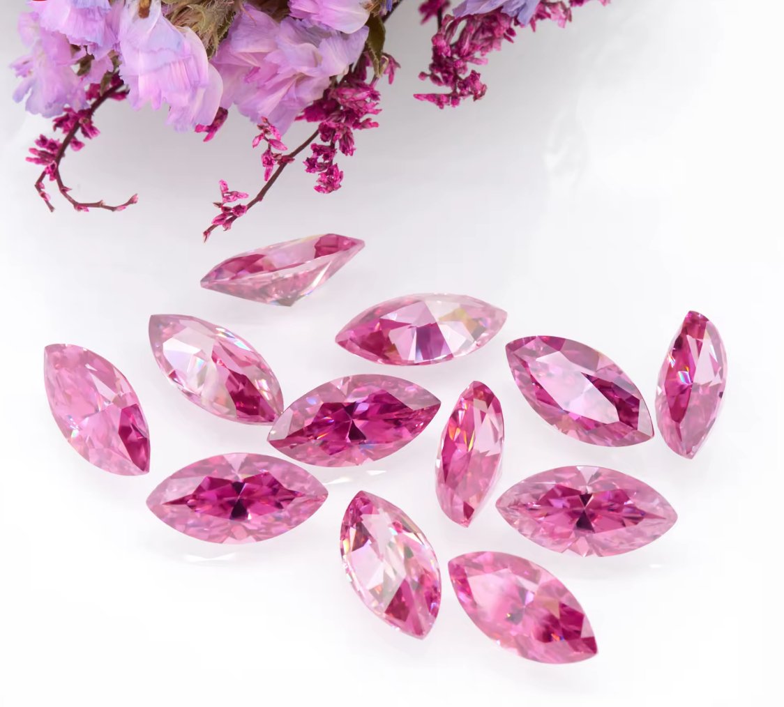 Fancy Pink Marquise Cut Moissanite Loose Stones - Boutique CZ