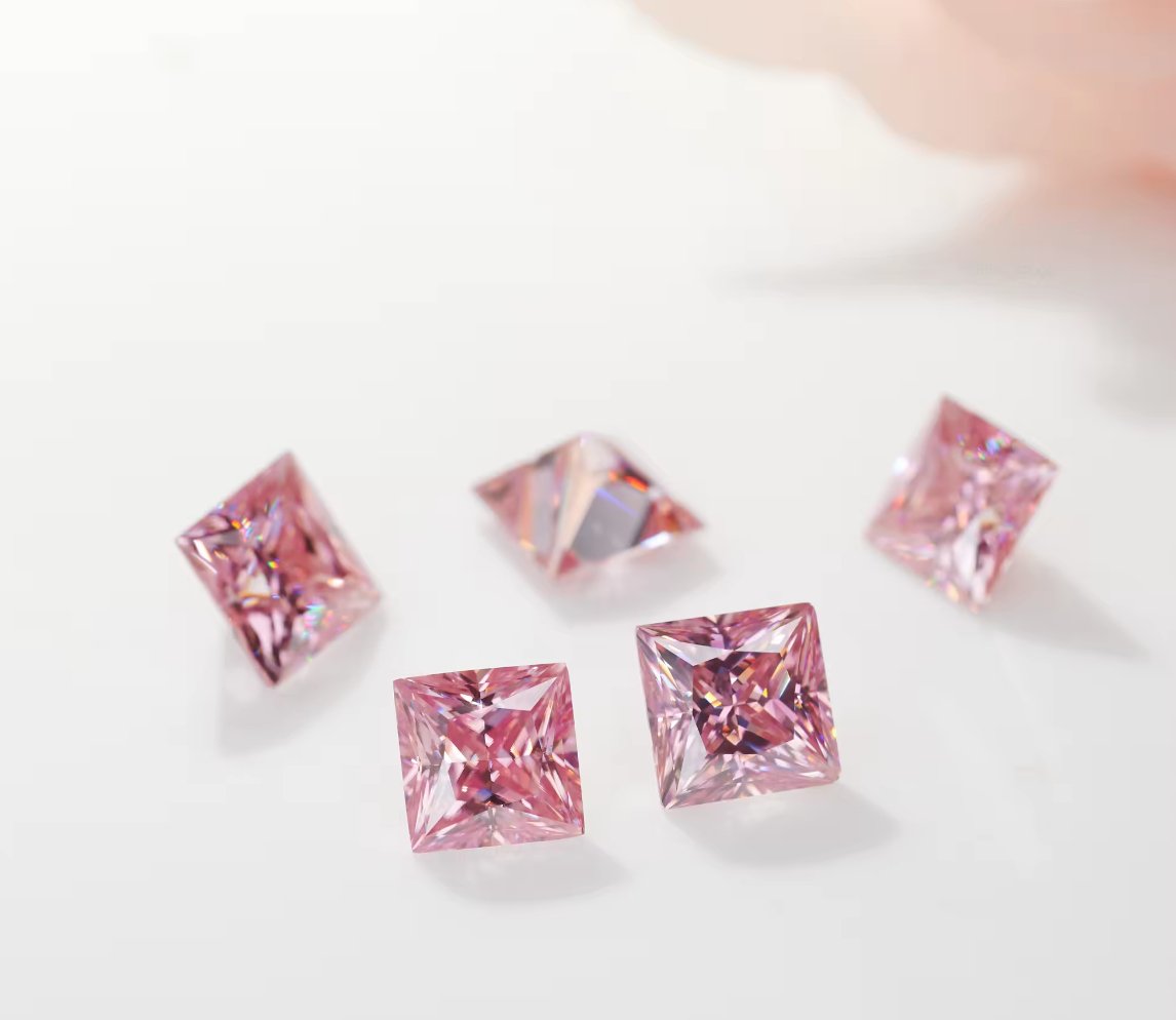 Fancy Pink Princess Cut Moissanite Stones - Boutique CZ