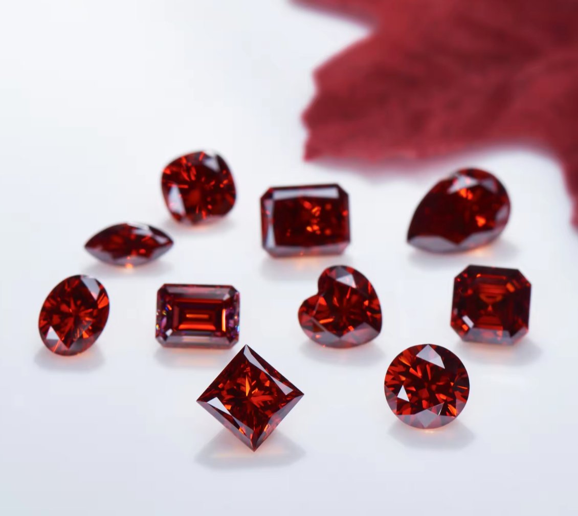 Fancy Red Emerald Cut Moissanite Stones - Boutique CZ