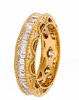 Fancy Vintage Baguette Cut Cubic Zirconia Eternity Band In Sterling Silver - Boutique CZ