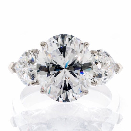 Five Carat Oval Cubic Zirconia Engagement Ring In Sterling Silver - Boutique CZ