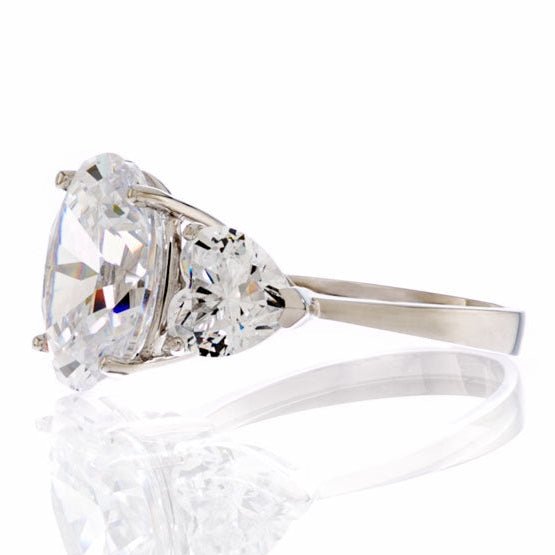 Five Carat Oval Cubic Zirconia Engagement Ring In Sterling Silver - Boutique CZ
