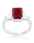 Lab Ruby Radiant Cut With Accents CZ Engagement Ring in Sterling Silver - Boutique CZ