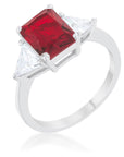 Lab Ruby Radiant Cut With Accents CZ Engagement Ring in Sterling Silver - Boutique CZ