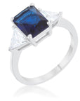 Lab Sapphire Radiant Cut With Accents CZ Engagement Ring In Sterling Silver - Boutique CZ