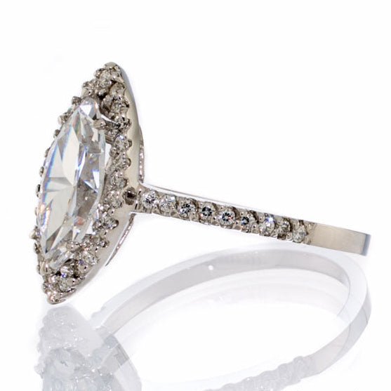 Marquis Cut Cubic Zirconia Solitaire Engagement Ring In Sterling Silver - Boutique CZ