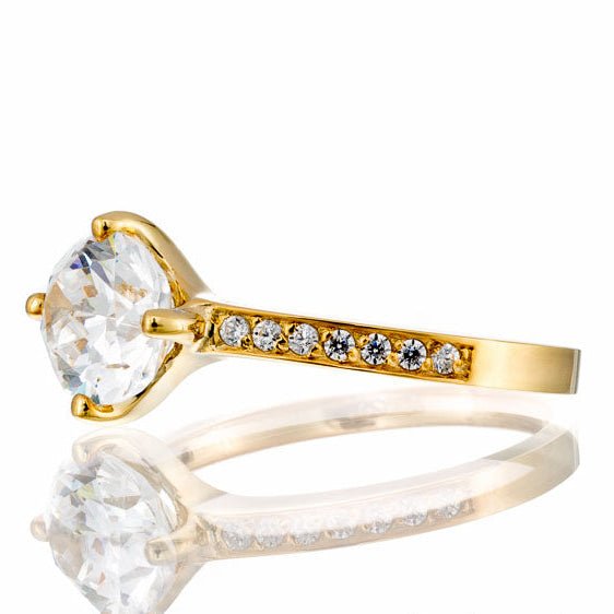 Oval Cut Cubic Zirconia Eternity Band Engagement Ring In Sterling Silver - Boutique CZ