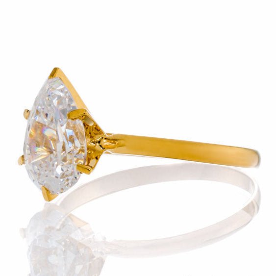 Pear Cut Cubic Zirconia Solitaire Engagement Ring In Sterling Silver - Boutique CZ