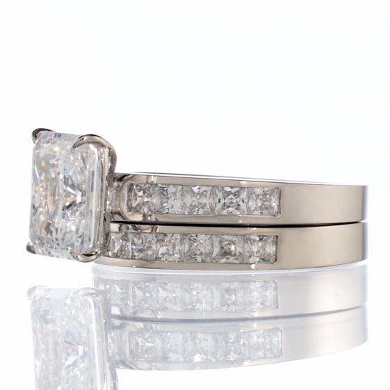 Radiant And Princess Cut Cubic Zirconia Bridal Set In Sterling Silver - Boutique CZ