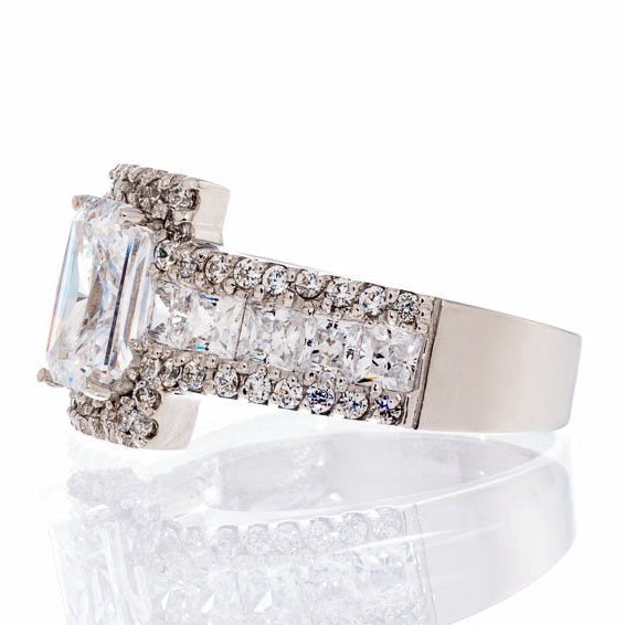 Radiant Cut Cubic Zirconia Engagement Ring In Sterling Silver - Boutique CZ