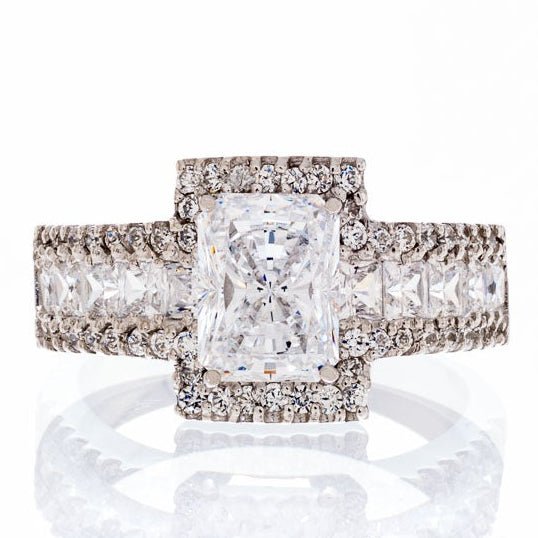 Radiant Cut Cubic Zirconia Engagement Ring In Sterling Silver - Boutique CZ