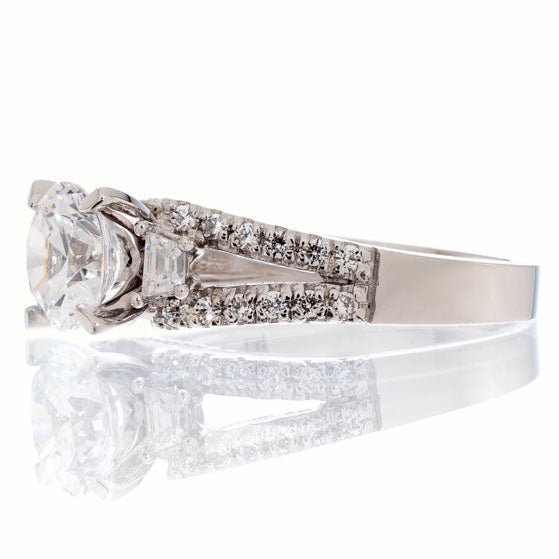 Round Cubic Zirconia Split Shank Engagement Ring - Boutique CZ