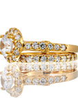 Round Cut Cubic Zirconia Halo Bridal Set In Yellow Gold Plated Sterling Silver - Boutique CZ