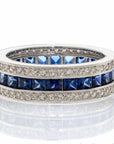 Round Princess Cut Faux Sapphire Cubic Zirconia Eternity Band - Boutique CZ