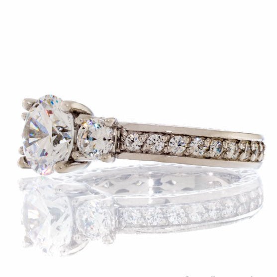 Two Carat Round Three Stone Cubic Zirconia Engagement Ring In Sterling Silver - Boutique CZ