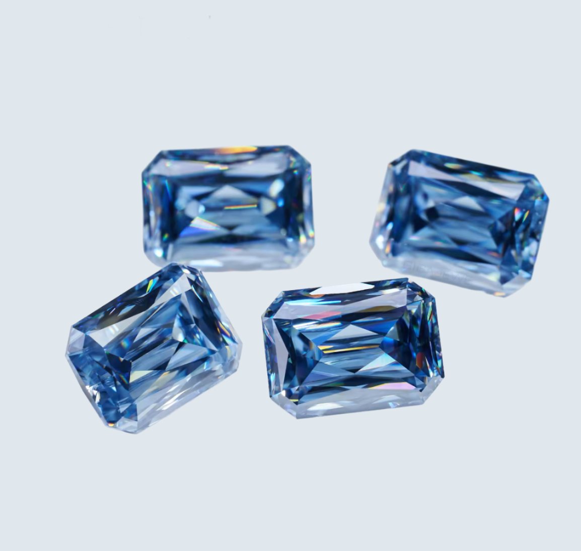 Unique Criss Cut Blue Moissanite Stones - Boutique CZ