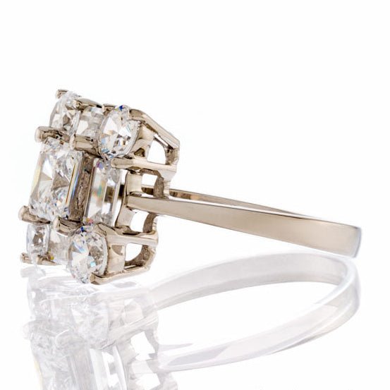 Unique Fancy Princess Cut Cubic Zirconia Engagement Ring In Sterling Silver - Boutique CZ