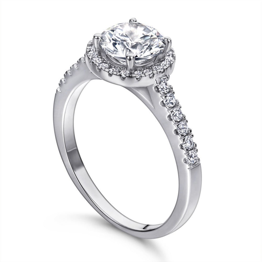 1 Carat Brilliant Round Cut Luxury Cubic Zirconia Halo Engagement Ring in Platinum - Boutique Pavè
