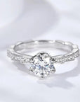 1 Carat Brilliant Round Cut Pave Solitaire Engagement Ring in Platinum Plated Sterling Silver - Boutique Pavè