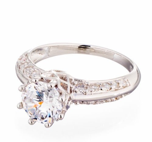 1 Carat Crown Tiffany Set Cubic Zirconia Engagement Ring - Boutique Pavè