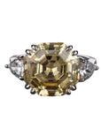 11 Carat Octagonal High Quality Yellow Cubic Zirconia Statement Ring in Platinum Plated Sterling Silver - Boutique Pavè