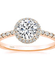 1.25 Carat Brilliant Round Cut 5A Rated Cubic Zirconia Halo Engagement Ring Gold Plated Sterling Silver - Boutique Pavè